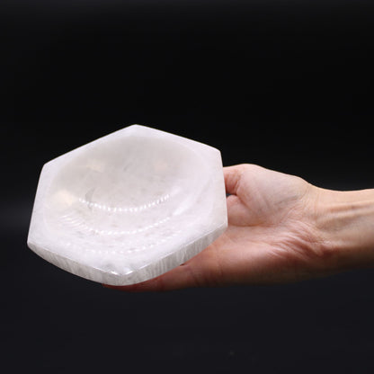 Hexagonal selenite bowl - 15cm