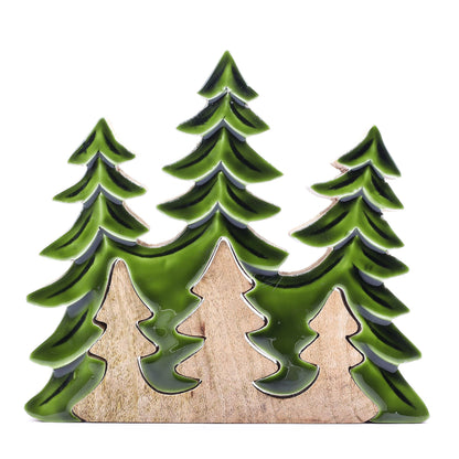 Perdido en el bosque - Decoración de madera 3D de tres árboles - 20x23 cm