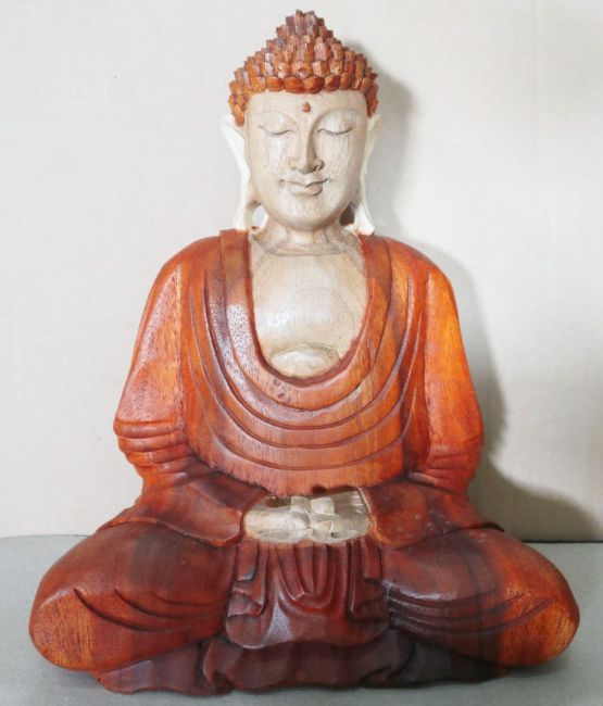 Estatua de Buda Tallada a Mano - 30cm Manos Abajo