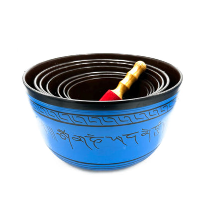 Set of seven small chakra Tibetan singing bowls (14-22 cm)