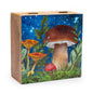 Grande boîte carrée 15x17,5x8cm - Motif champignon bleu sarcelle