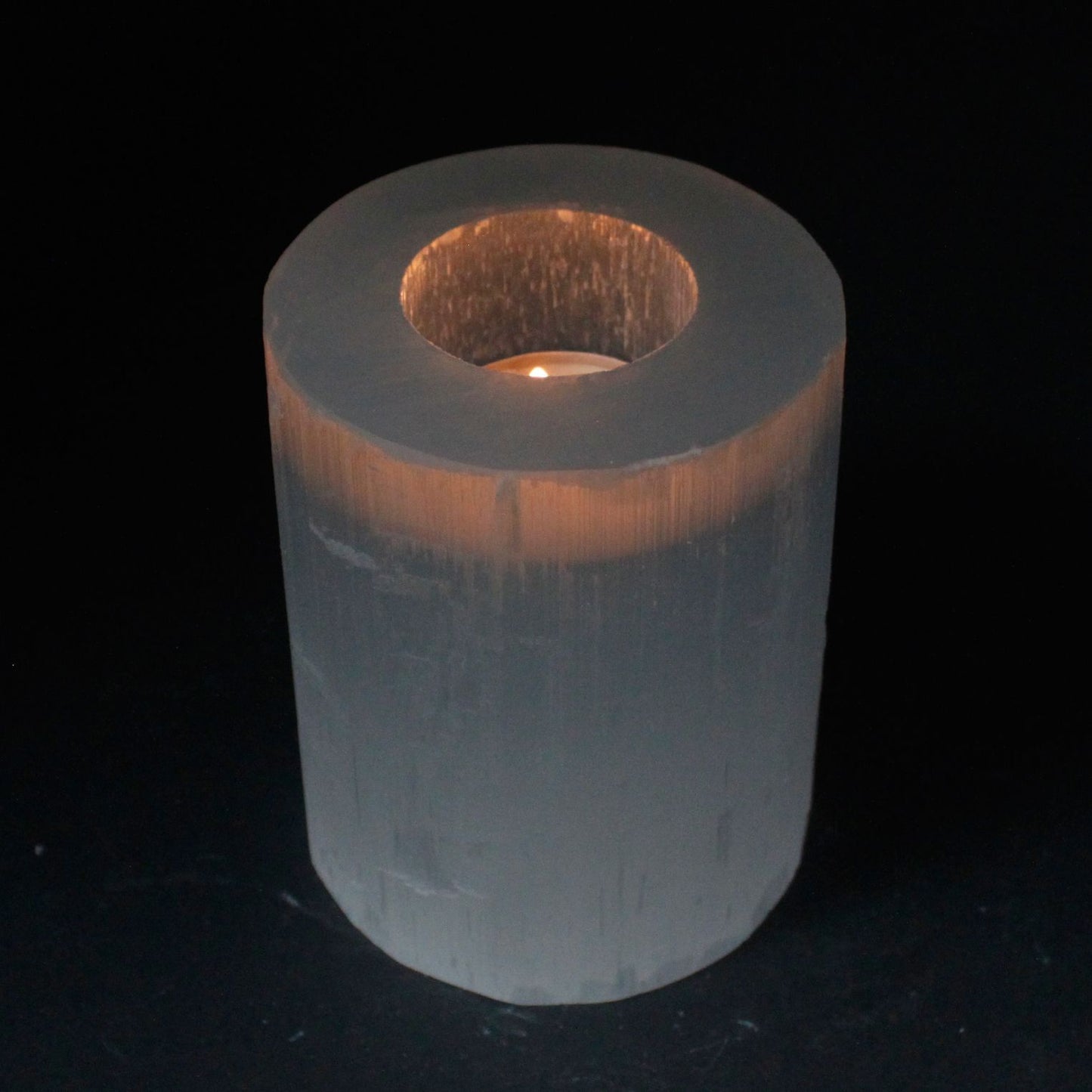 Selenite cylinder candlestick - 10 cm