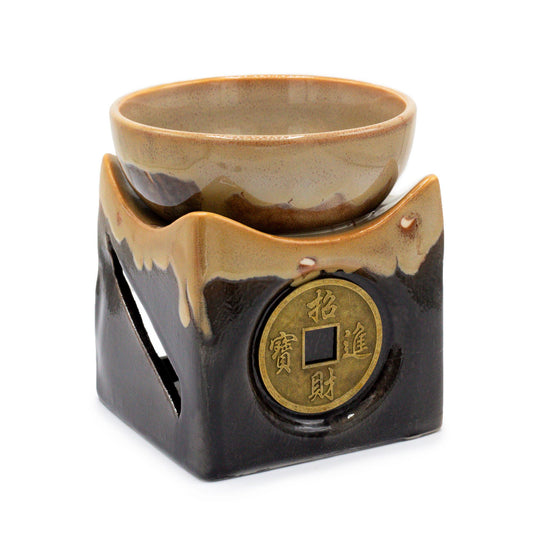 Large Oil Burner Lucky Coin - Brown