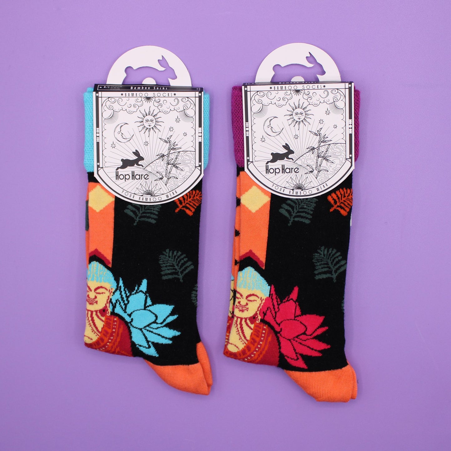 Hop Hare Bamboo Socks (S/M) - Blue Buddha &amp; Lotus