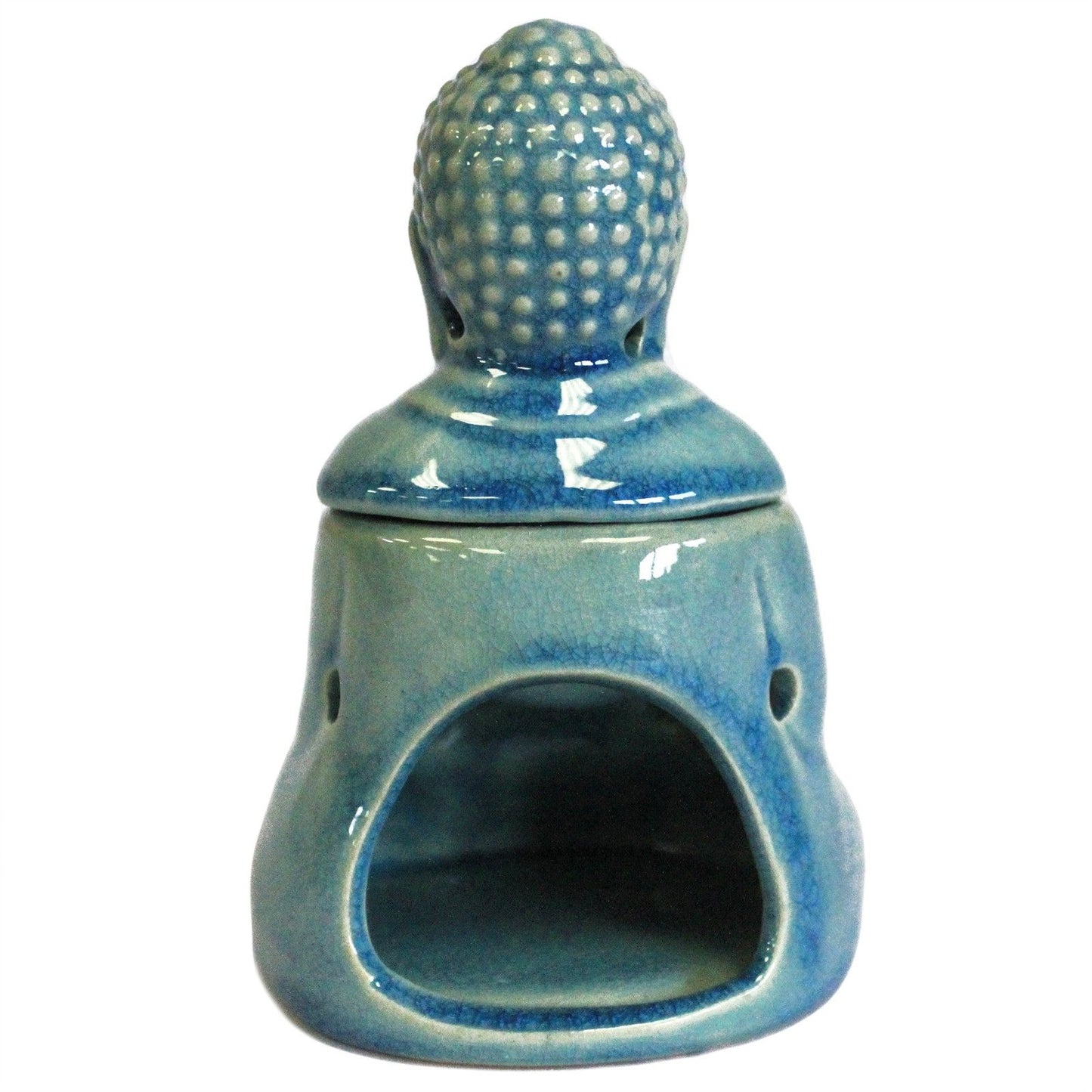 Seated Buddha Oil Burner - Blue