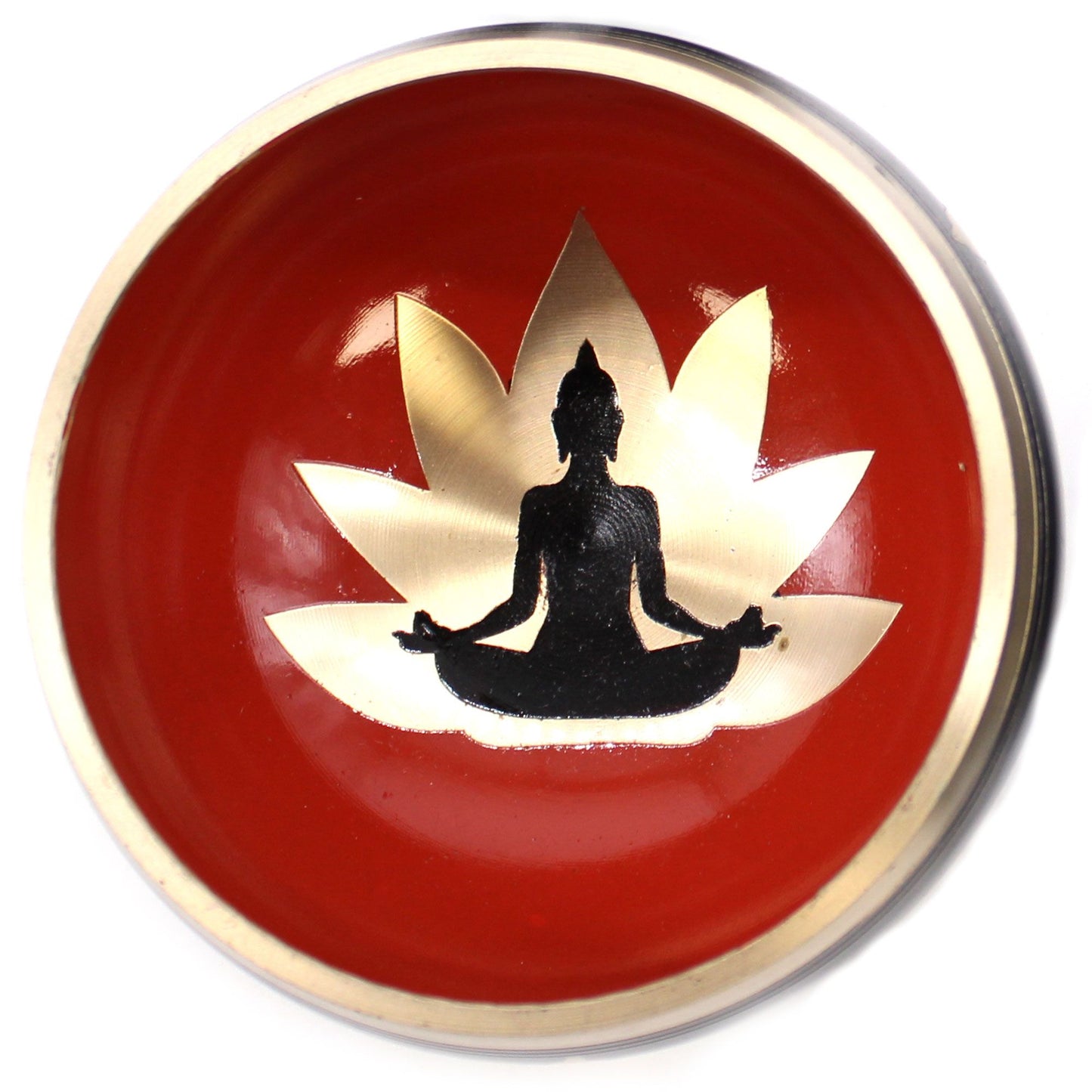 Tibetan Singing Bowl Set - Buddha - Black/Orange 10.7 cm