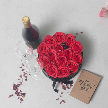 Gift Box - Soap Flower 14 Red Roses - Round