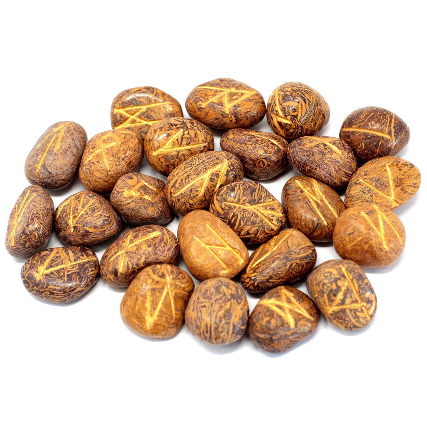 Indian Rune Set in a Bag - Jasper Serpent