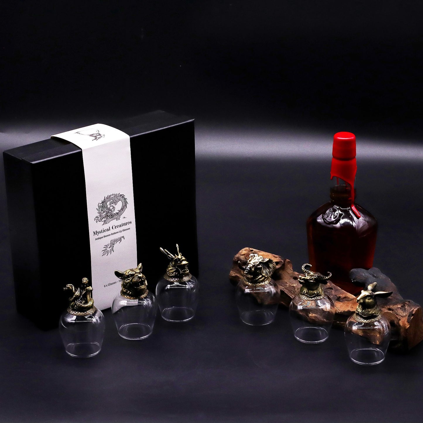 Gift set of 6 glasses (100 ml) - Mystical Creatures - Antique Bronze