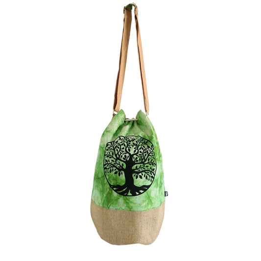100% Natural Backpack - Green Wash Effect - Tree of Life