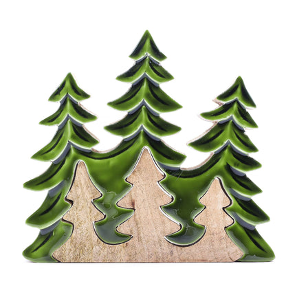 Perdido en el bosque - Decoración de madera 3D de tres árboles - 20x23 cm