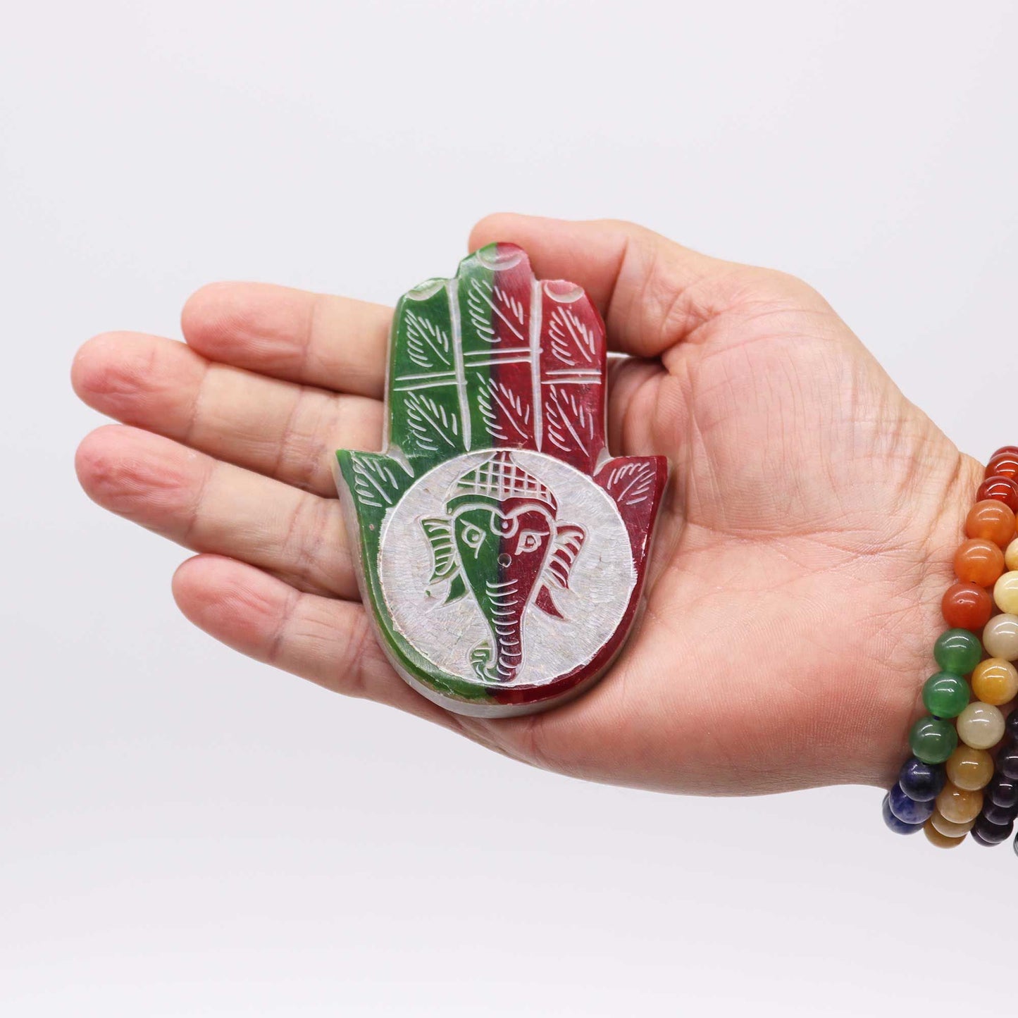 Soapstone Hamsa incense holder 9x6cm - Ganesha