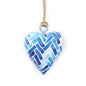 Small Decorative Wooden Heart - Blue Mosaic