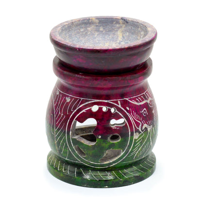 Small colored soapstone oil burner 8cm - Om &amp; Elephant