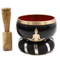 Tibetan Singing Bowl Set - Buddha - Black/Orange 10.7 cm