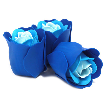 Set of 3 Soap Flowers Heart Box - Blue Roses