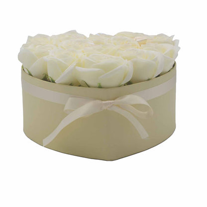 Gift Box - Soap Flower 13 Cream Roses - heart