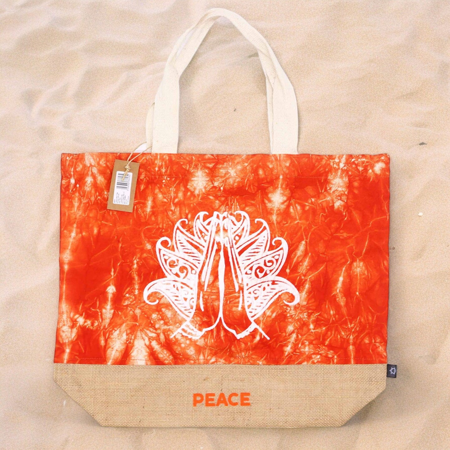 Sac entièrement naturel - Orange - Main Namasté - Paix