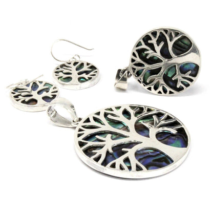 Silver Tree of Life Earrings 15mm - Abalone