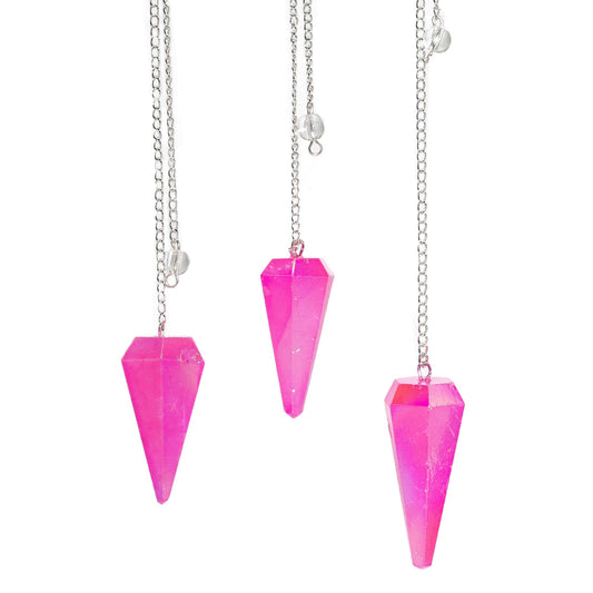 Six-sided pendulum - Aurora Pink Crystal - 4 cm