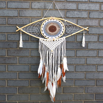 Dreamcatcher - Large Macrame White/Grey/Brown Eye