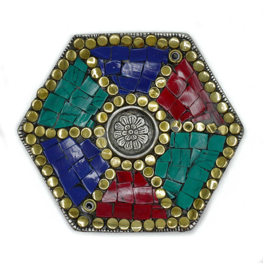 Hexagonal Plate Tibetan Decoration Incense Holder Cone and Stick