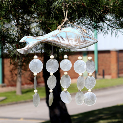 Fish Carving in Washed Blue and Natural Drop