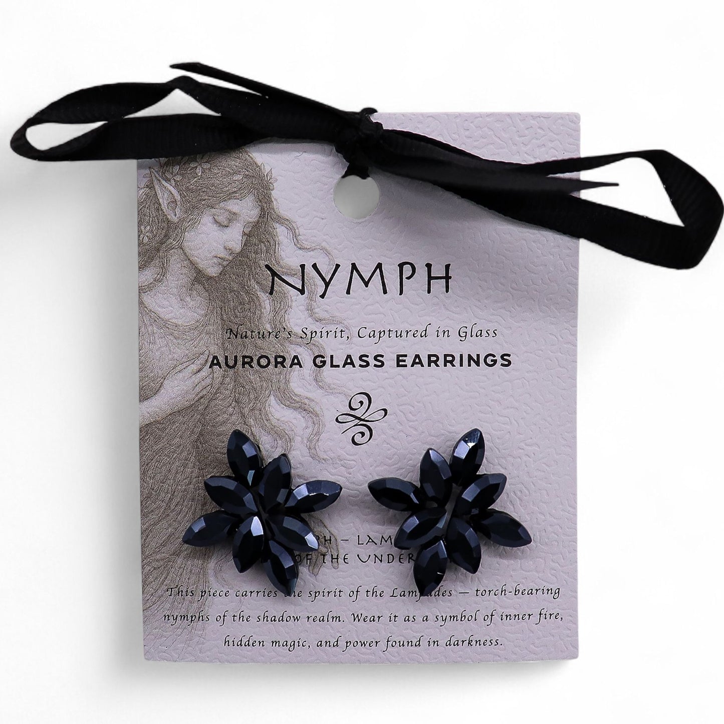 Vintage Crystal Earrings - Flowers - Jet Black