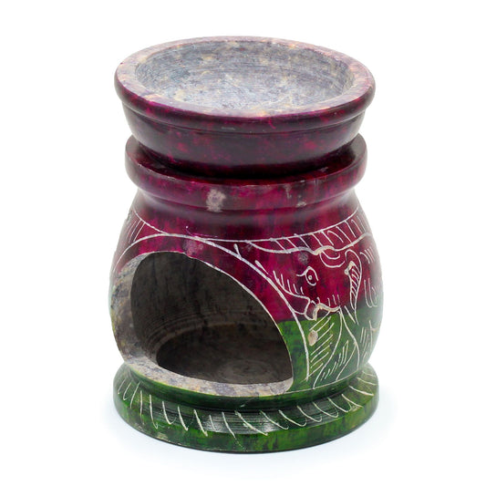Small colored soapstone oil burner 8cm - Om &amp; Elephant
