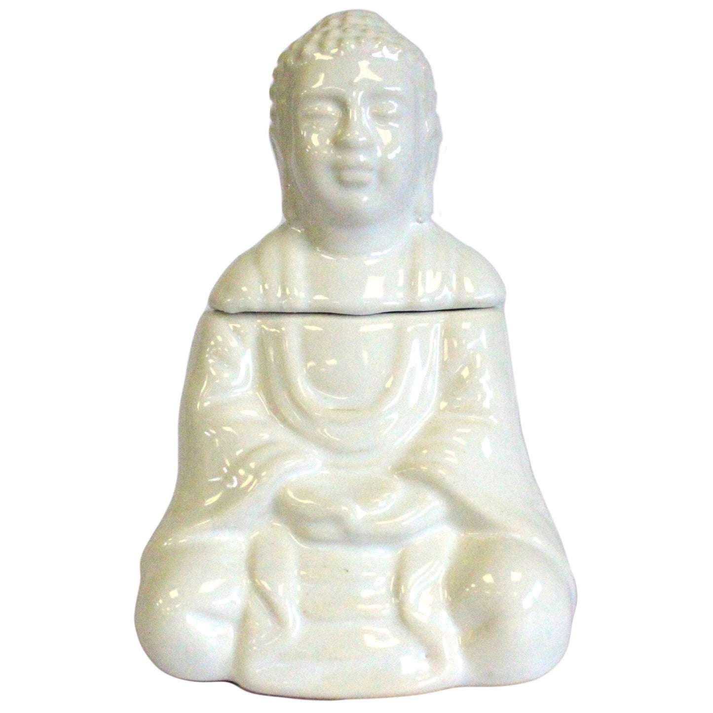Seated Buddha Oil Burner - White