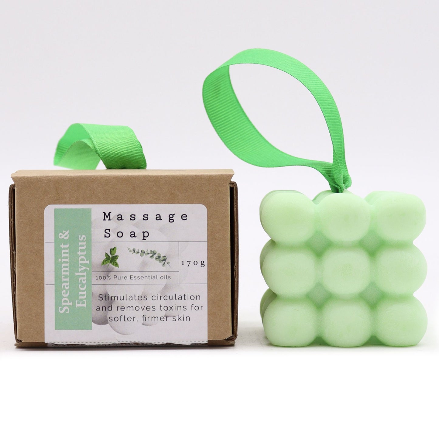 Individual massage soap in a box - Spearmint and eucalyptus