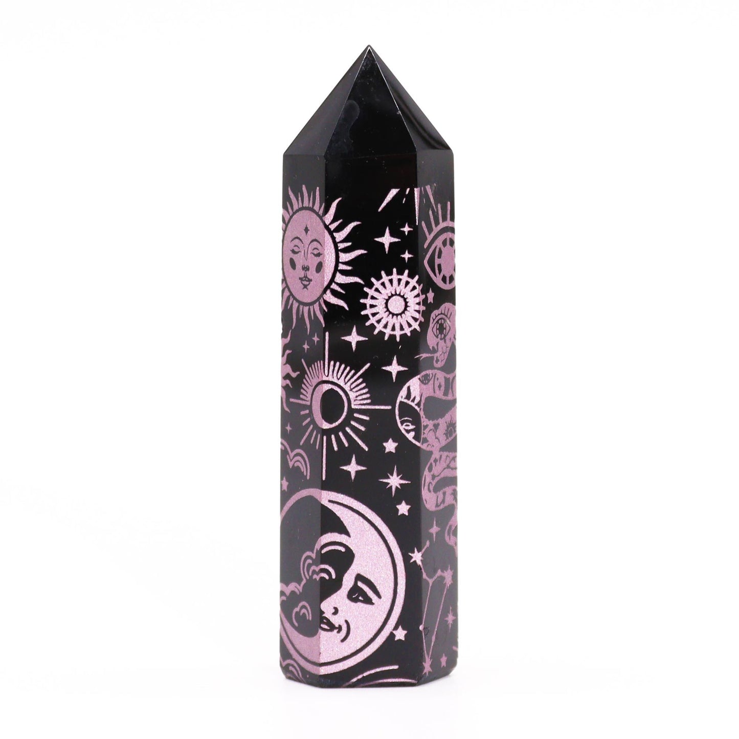 Black Obsidian Points (approx 60-70 gm 9cm) - Mystical History - Pink