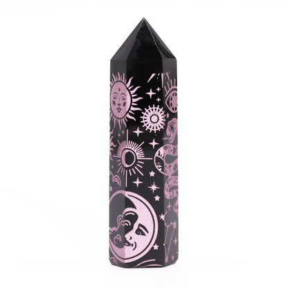 Black Obsidian Points (approx 60-70 gm 9cm) - Mystical History - Pink