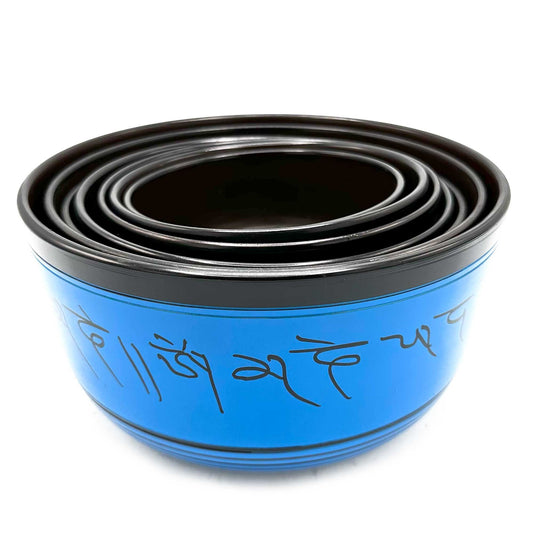 Large set of seven Tibetan singing bowls for chakras (19.5-35 cm)