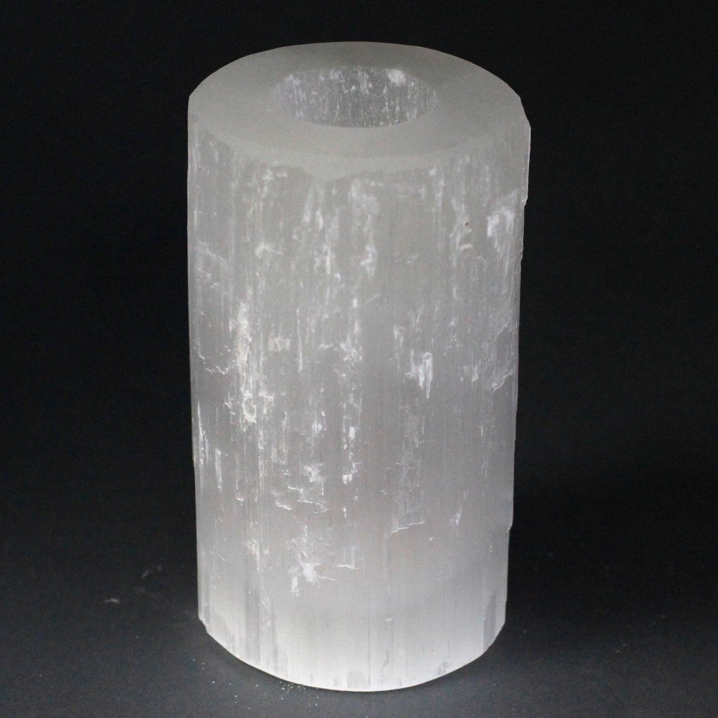 Selenite cylinder candlestick - 15 cm