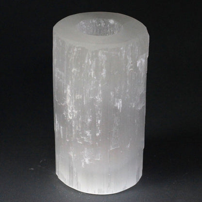 Selenite cylinder candlestick - 15 cm