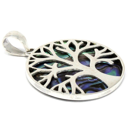 Silver Tree of Life Pendant 30mm - Abalone