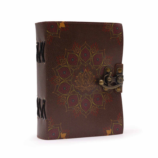 Leather Notebook - Lotus Flower - 12.5x17.5cm