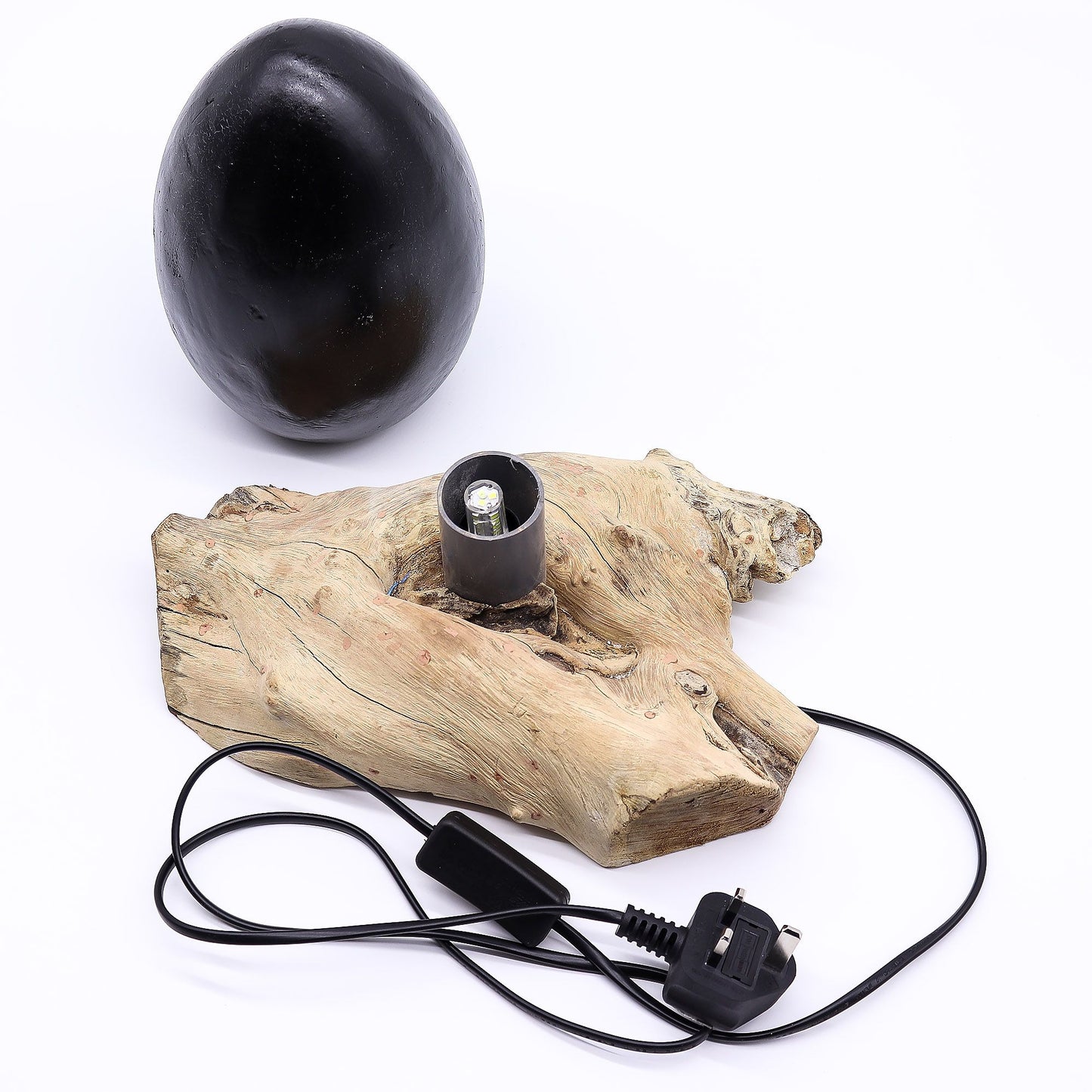 Lámpara de Mesa con Pantalla Huevo de Lava Craquelado – Gris