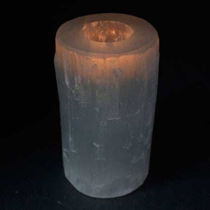 Selenite cylinder candlestick - 15 cm