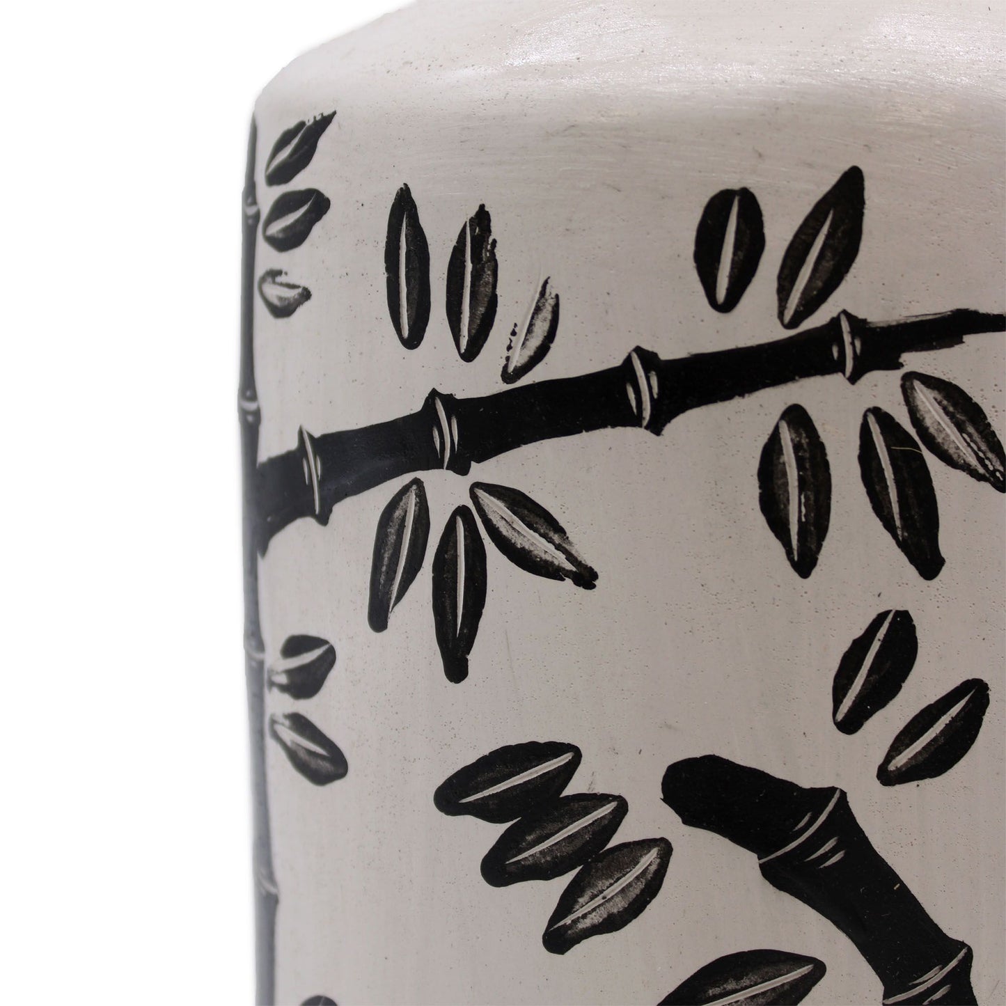 Retro Ceramic Vase with Bamboo Motif - Natural