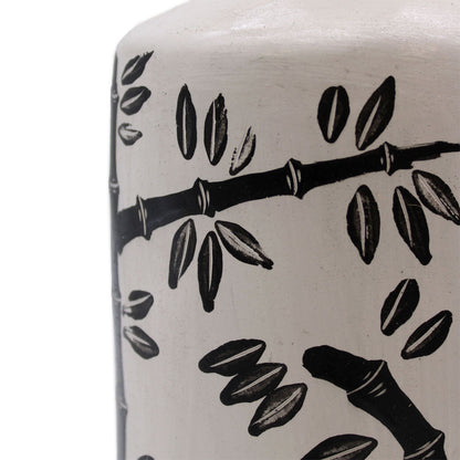 Retro Ceramic Vase with Bamboo Motif - Natural