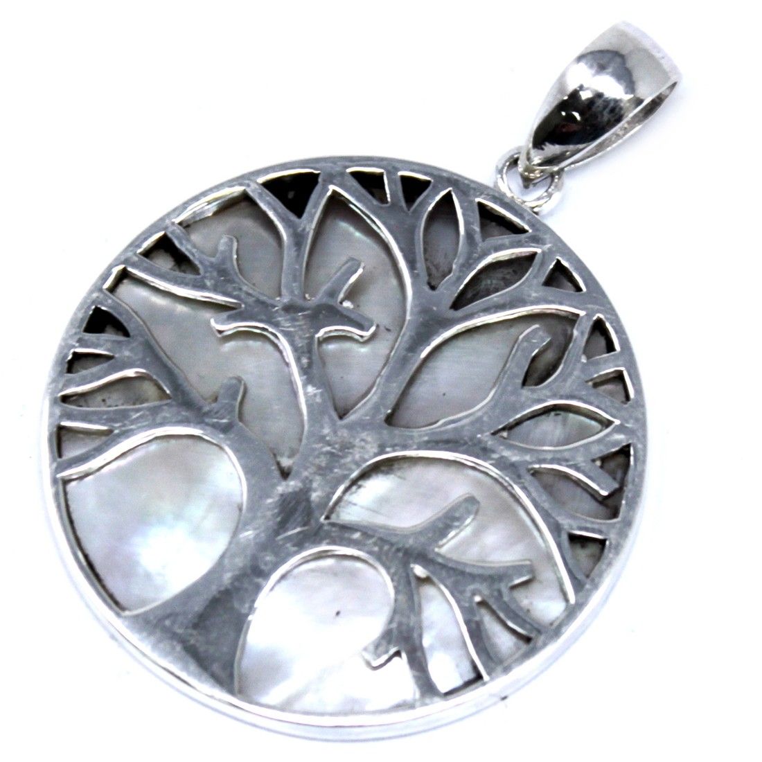 Silver Tree of Life Pendant 30mm - Mother of Pearl