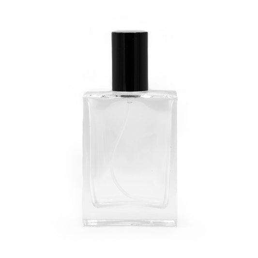 50ml thick square bottle, black spray and cap