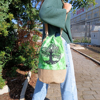 100% Natural Backpack - Green Wash Effect - Tree of Life