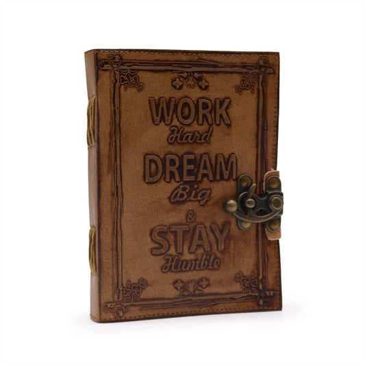 Leather Journal - Work and Dream Big - 12.5x17.5cm