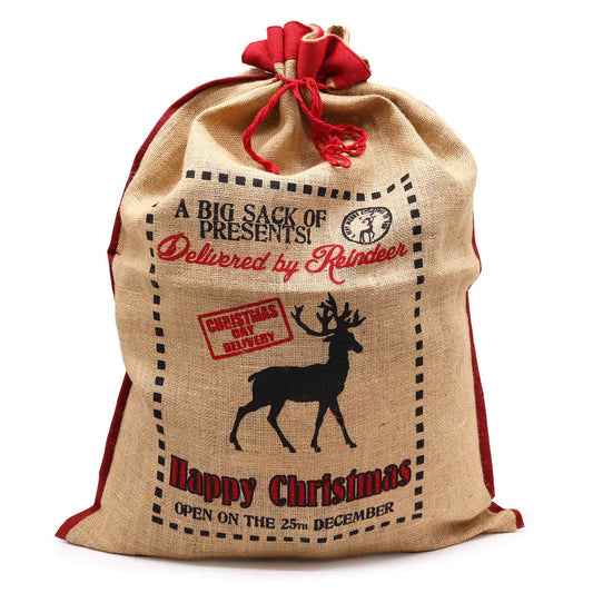 Santa jute sack - Delivered By Reindeer