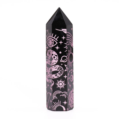 Black Obsidian Points (approx 60-70 gm 9cm) - Mystical History - Pink
