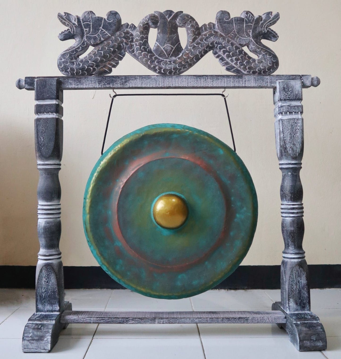 Small Meditation Gong with Stand - 25cm - Green