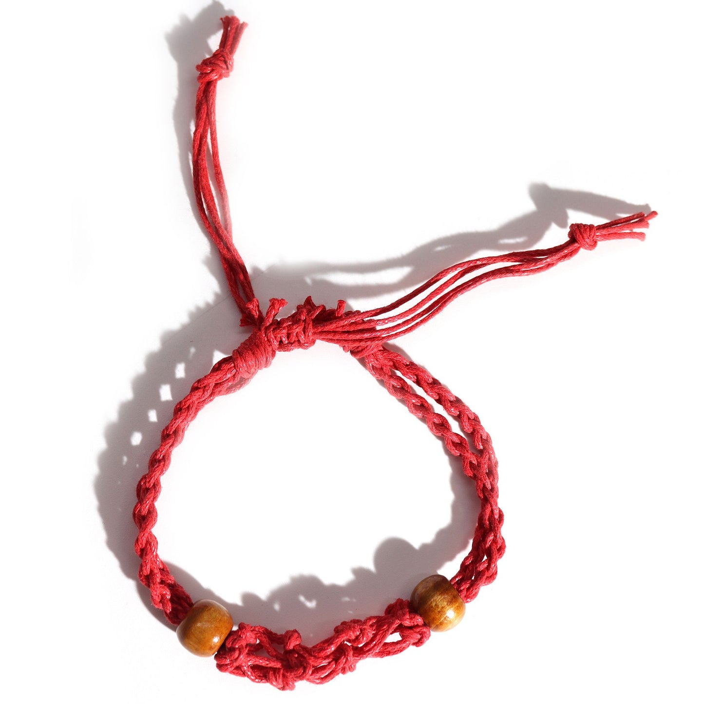 Pulsera de Macrame para Piedras Preciosas 20-28cm - Rojo